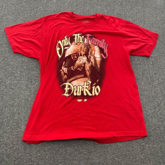 Lil Durk OTF T Shirt‎ Hip Hop Large Red Durkio Double Sided The 7220 Tour - Picture 1 of 7